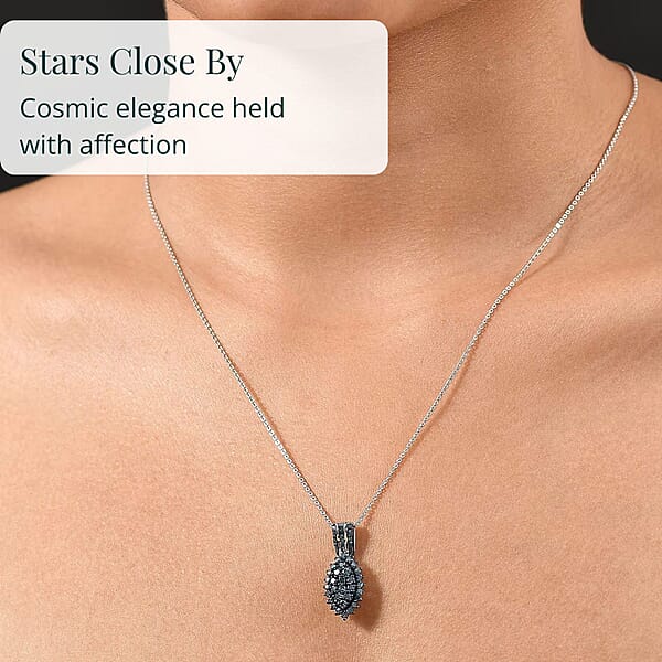 Shop Lc D'Joy Blue Diamond 1.00 Ctw Starry Night Pendant Necklace 20 Inches In Rhodium Over Sterling Silver