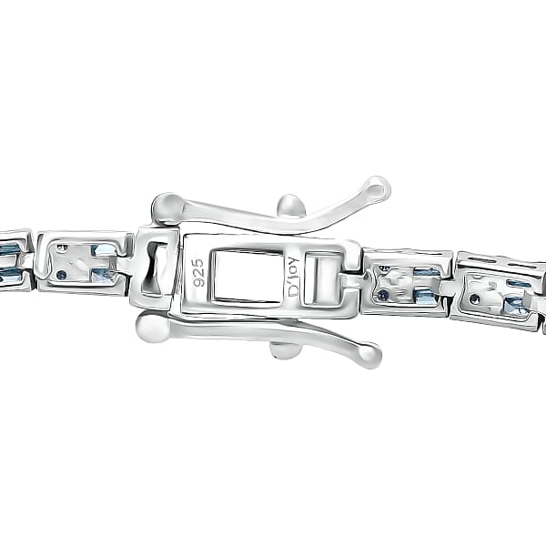 Shop Lc D'Joy Blue Diamond 1.00 Ctw Tennis Bracelet In Rhodium Over Sterling Sil (7.25 In)
