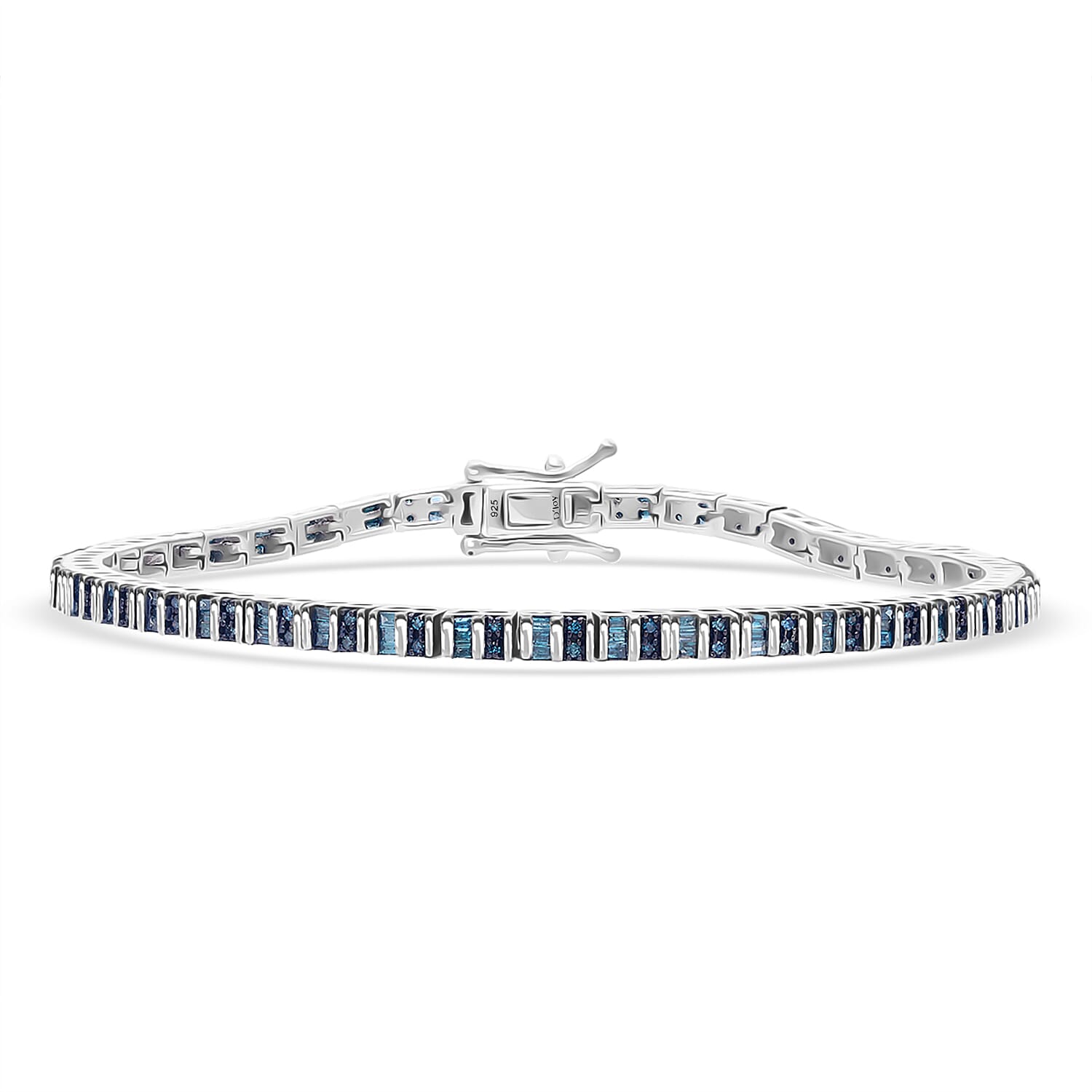 shop lc D'Joy Blue Diamond 1.00 ctw Tennis Bracelet in Rhodium Over Sterling Sil (7.25 In)