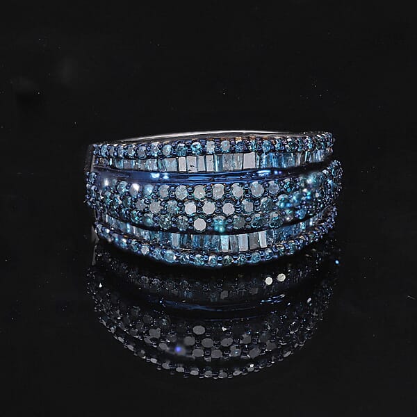 Shop Lc D'Joy Blue Diamond 2.00 Ctw Ring In Platinum Over Sterling Silver