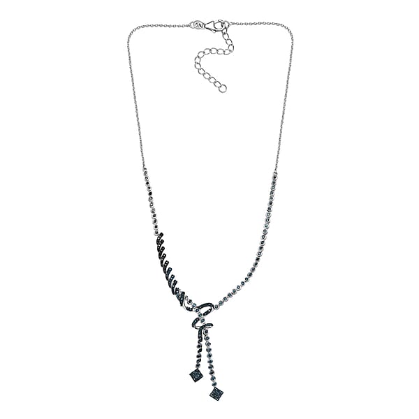 Shop Lc D'Joy Blue Diamond 2.75 Ctw Knotted Necklace In Rhodium Over Sterling Silver 18 Inches