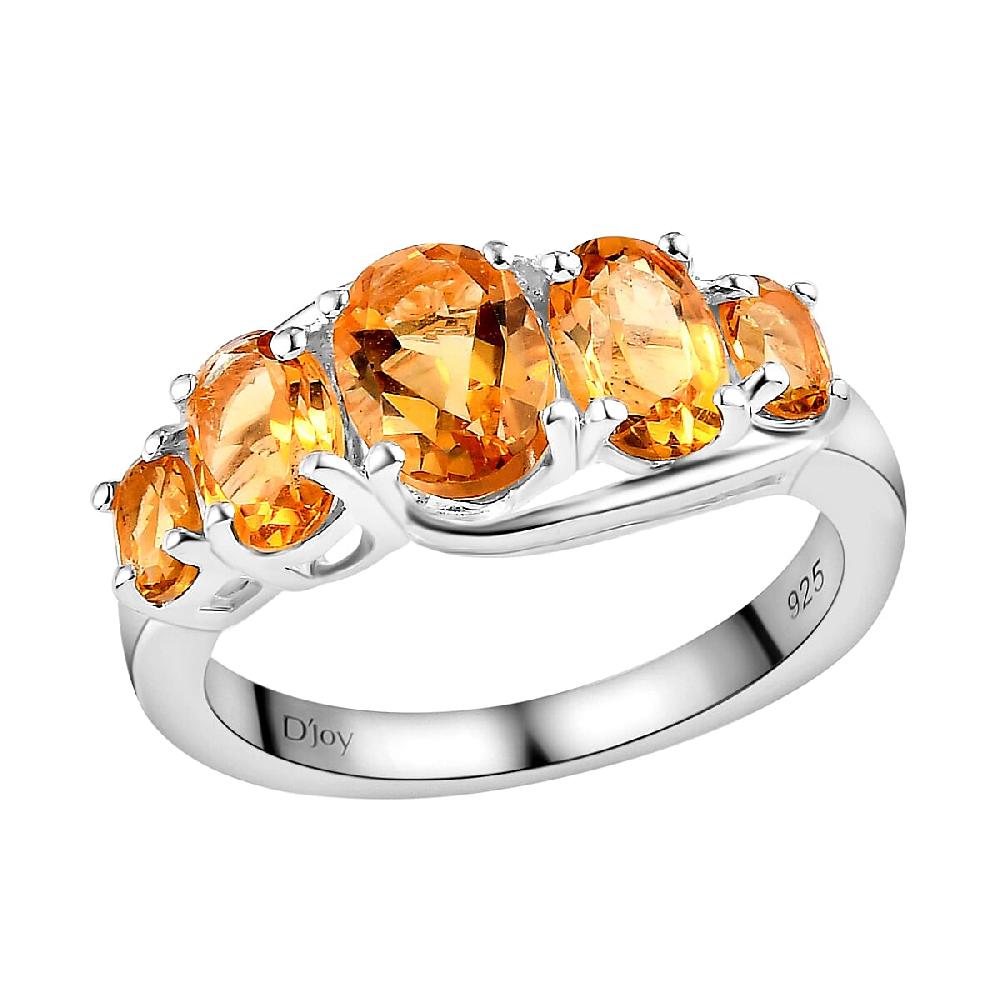 shop lc D'Joy Brazilian Citrine 1.85 ctw 5 Stone Ring in Sterling Silver