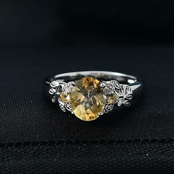 Shop Lc D'Joy Brazilian Citrine Leaves Ring In Platinum Over Sterling Silver 2.65 Ctw