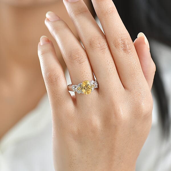 Shop Lc D'Joy Brazilian Citrine Leaves Ring In Platinum Over Sterling Silver 2.65 Ctw