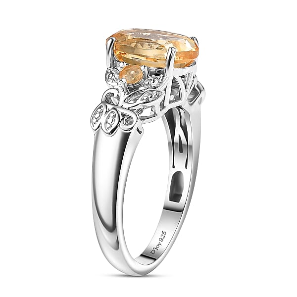 Shop Lc D'Joy Brazilian Citrine Leaves Ring In Platinum Over Sterling Silver 2.65 Ctw