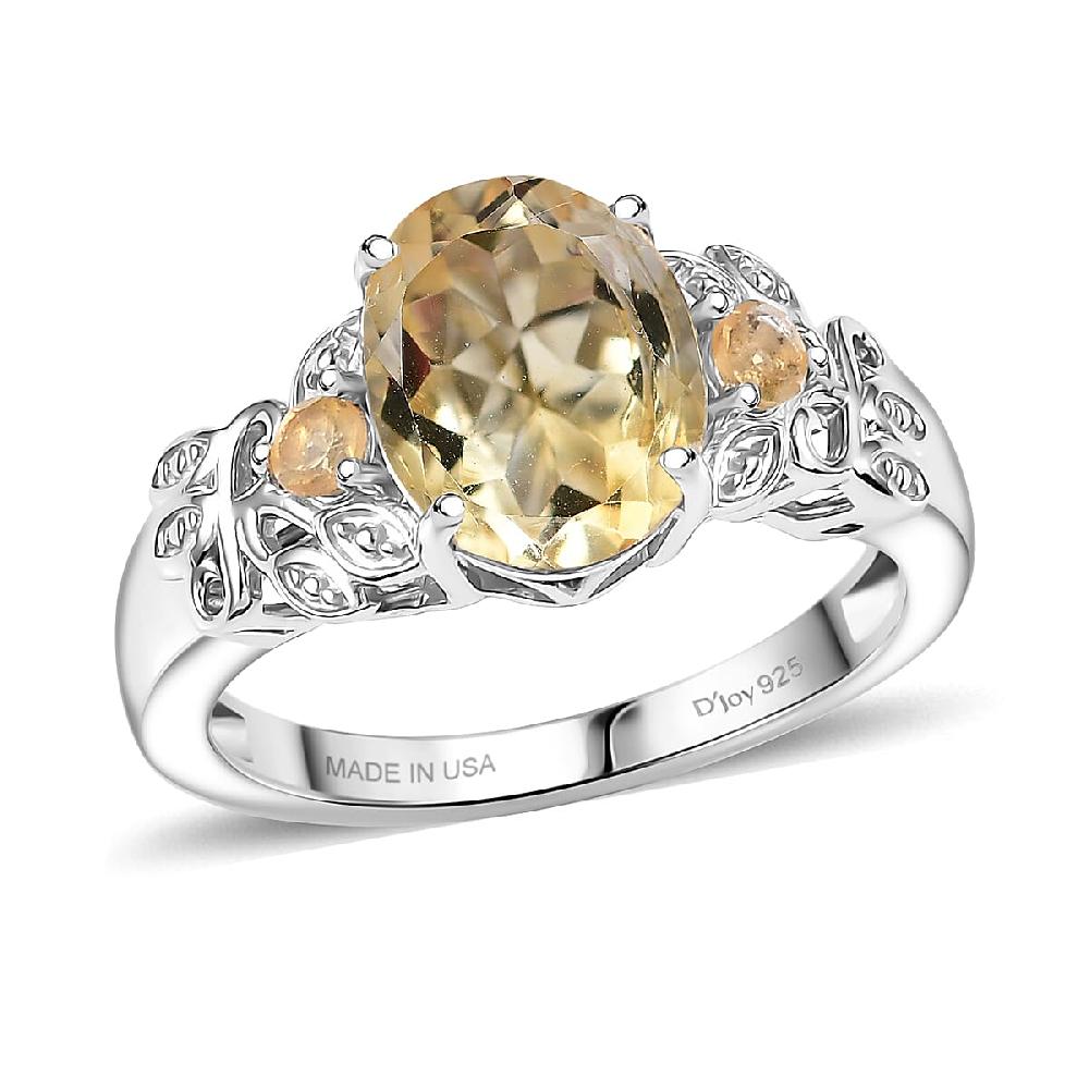shop lc D'Joy Brazilian Citrine Leaves Ring in Platinum Over Sterling Silver 2.65 ctw