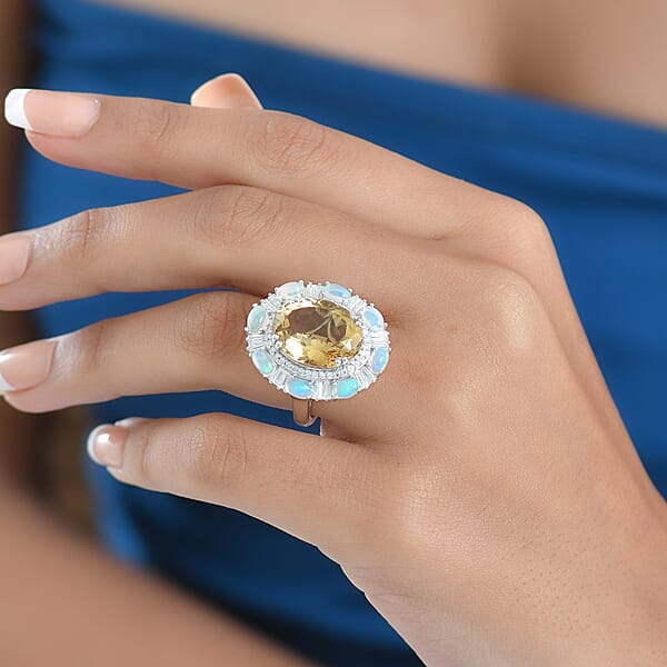 Shop Lc D'Joy Brazilian Citrine Multi Gemstone Ring In Rhodium Over Sterling Silver 12.30 Ctw