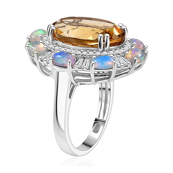 Shop Lc D'Joy Brazilian Citrine Multi Gemstone Ring In Rhodium Over Sterling Silver 12.30 Ctw