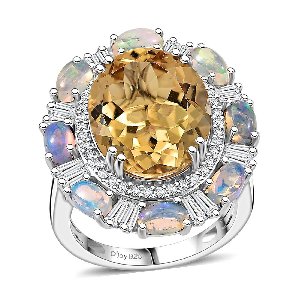 shop lc D'Joy Brazilian Citrine Multi Gemstone Ring in Rhodium Over Sterling Silver 12.30 ctw