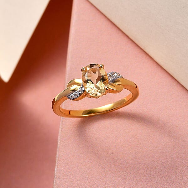 Shop Lc D'Joy Brazilian Citrine White Zircon 1.25 Ctw Infinity Ring In 14K Yellow Gold Over Sterling Silver White Zircon Accent Ring Birthstone Jewelry Gift For Her In