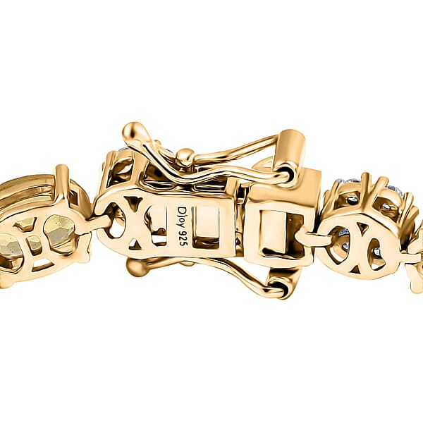 Shop Lc D'Joy Brazilian Heliodor And Moissanite 11.25 Ctw Sunlit Harmony Bracelet In 18K Vermeil Yellow Gold Over Sterling Silver (7.25 In)