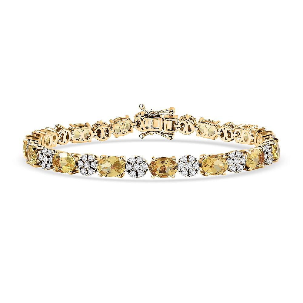 shop lc D'Joy Brazilian Heliodor and Moissanite 11.25 ctw Sunlit Harmony Bracelet in 18K Vermeil Yellow Gold Over Sterling Silver (7.25 In)