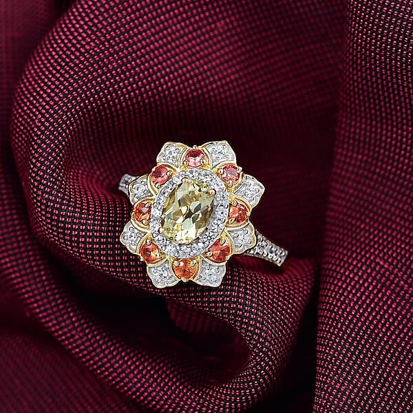 Shop Lc D'Joy Brazilian Heliodor Multi Gemstone Tulip Ring In 18K Vermeil YG Over Sterling Silver 1.50 Ctw