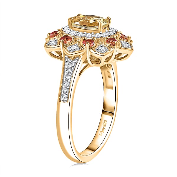 Shop Lc D'Joy Brazilian Heliodor Multi Gemstone Tulip Ring In 18K Vermeil YG Over Sterling Silver 1.50 Ctw