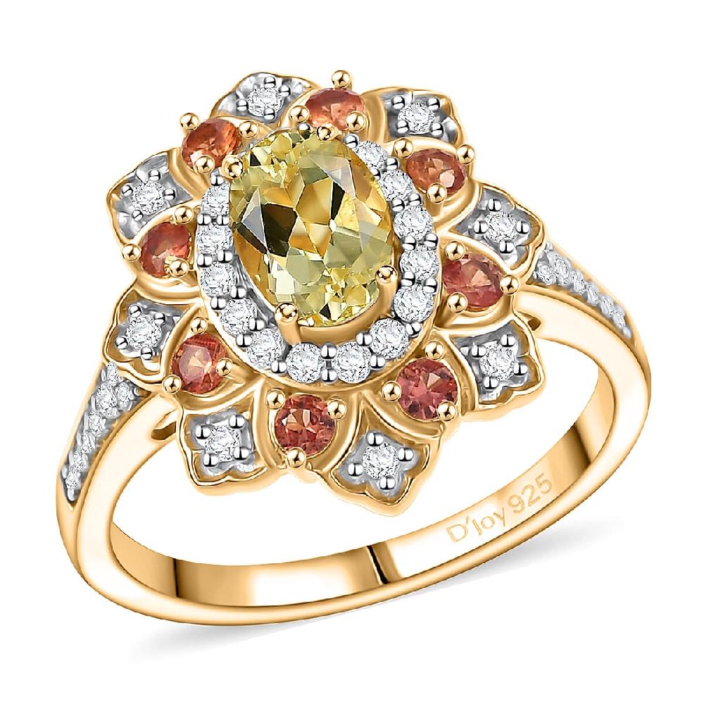 shop lc D'Joy Brazilian Heliodor Multi Gemstone Tulip Ring in 18K Vermeil YG Over Sterling Silver 1.50 ctw
