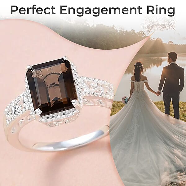 Shop Lc D'Joy Brazilian Smoky Quartz 3.25 Ctw Solitaire Ring In Sterling Silver