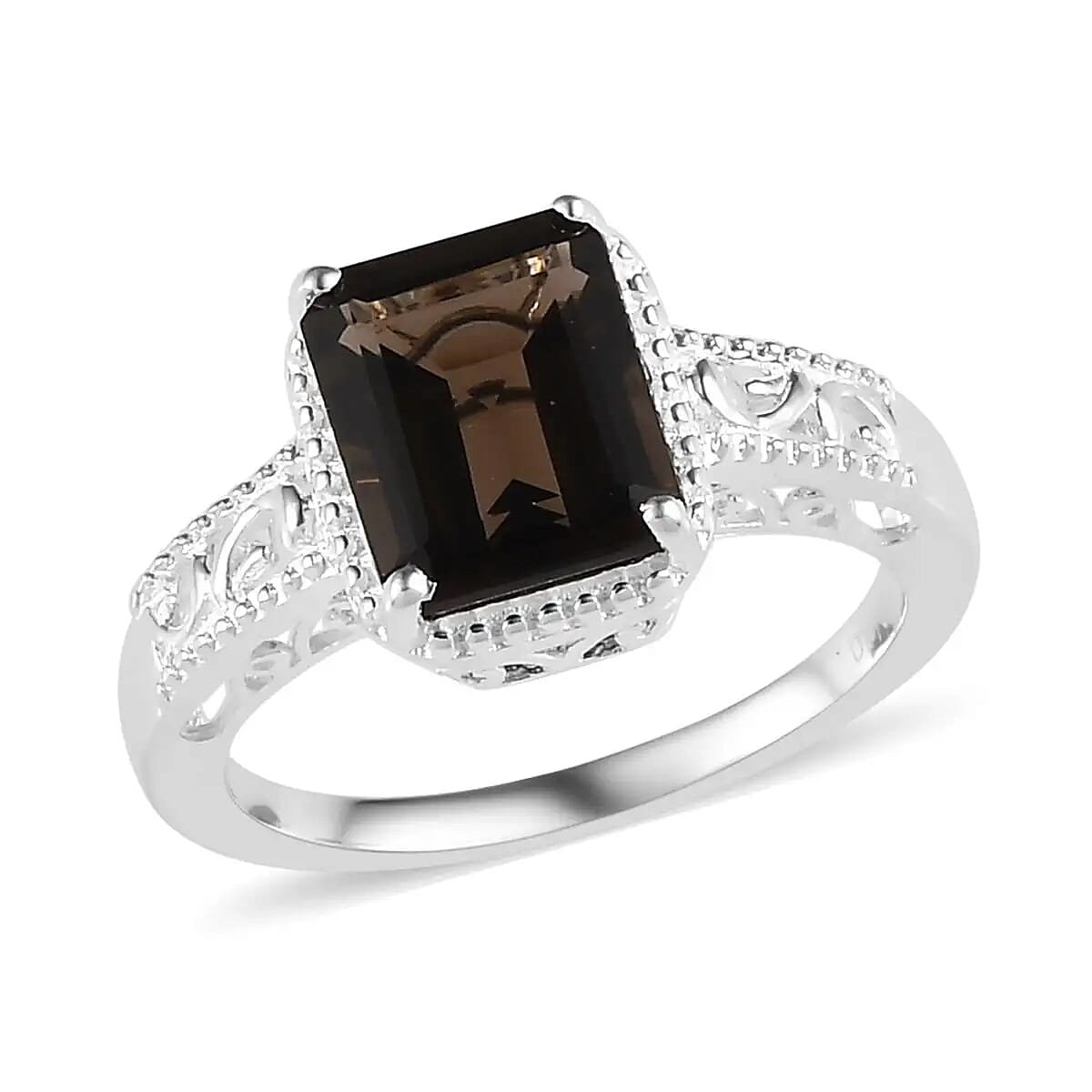shop lc D'Joy Brazilian Smoky Quartz 3.25 ctw Solitaire Ring in Sterling Silver