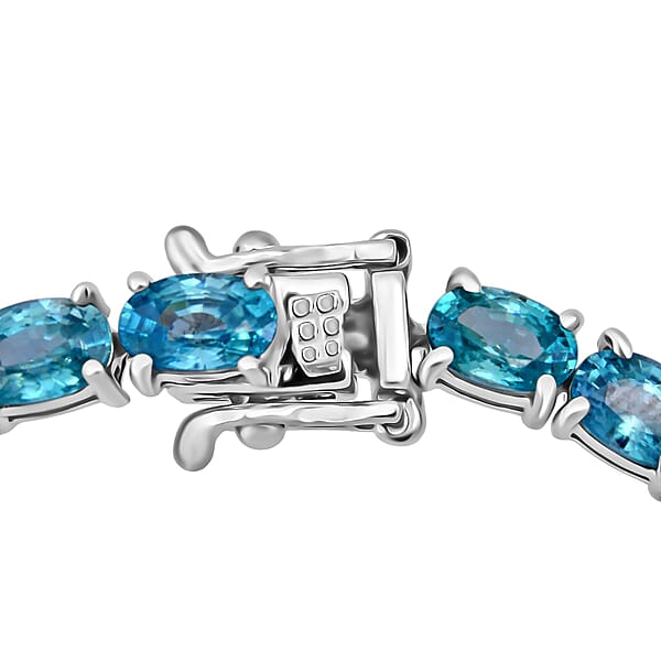 Shop Lc D'Joy Cambodian Blue Zircon 19.40 Ctw Ocean Royale Bracelet In Rhodium Over Sterling Silver (6.50 In)