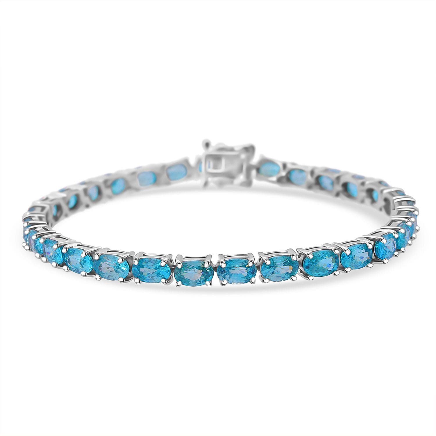 shop lc D'Joy Cambodian Blue Zircon 19.40 ctw Ocean Royale Bracelet in Rhodium Over Sterling Silver (6.50 In)