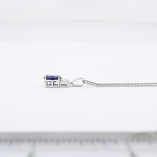 Shop Lc D'Joy Catalina Iolite And Moissanite 1.25 Ctw Timeless Grace Pendant Necklace In Rhodium Over Sterling Silver 20 Inches