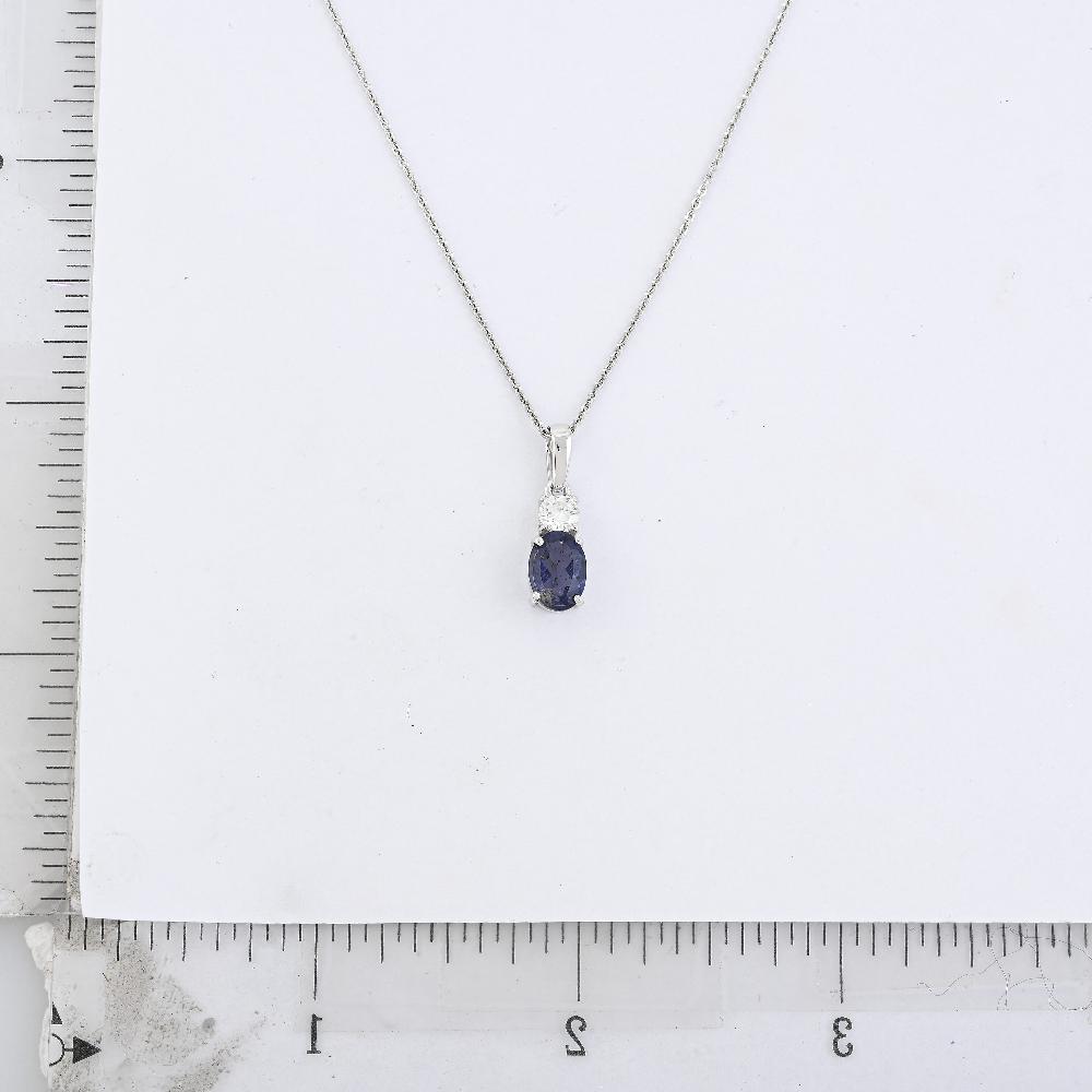shop lc D'Joy Catalina Iolite and Moissanite 1.25 ctw Timeless Grace Pendant Necklace in Rhodium Over Sterling Silver 20 Inches