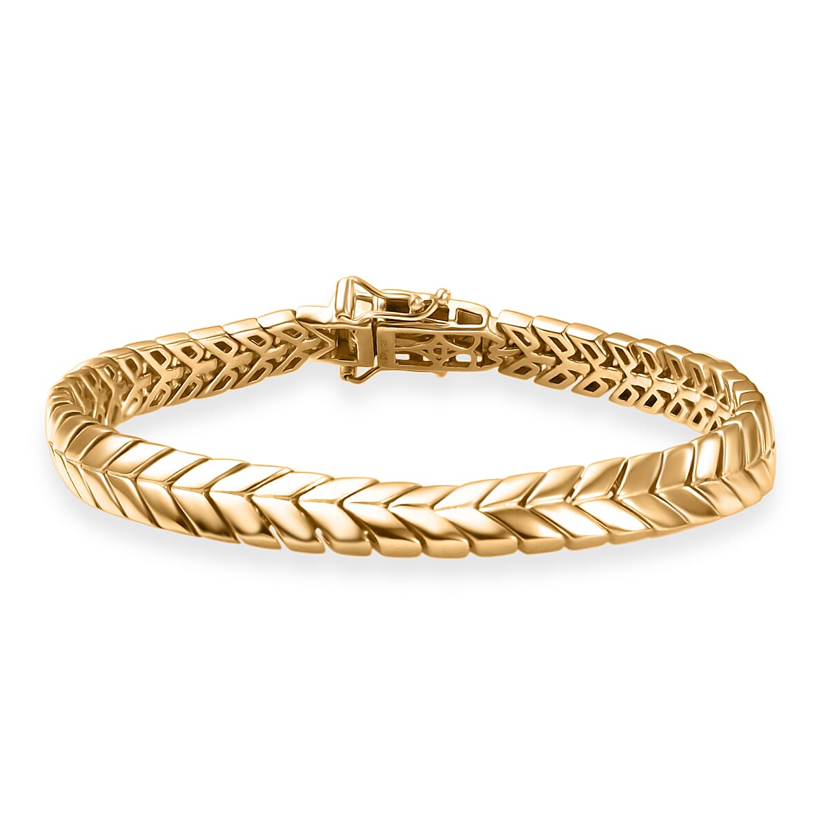 shop lc D'Joy Chevron Link Bracelet in 18K Vermeil Yellow Gold Over Sterling Silver (7.25 In) 19 Grams
