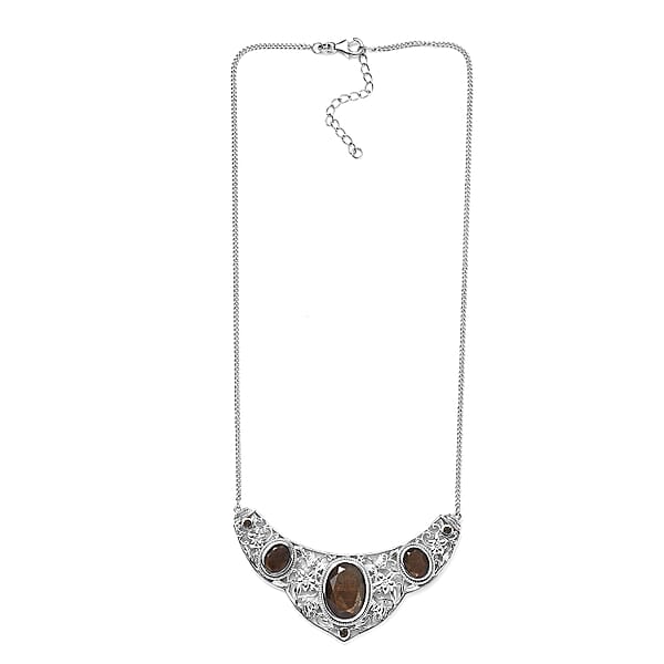 Shop Lc D'Joy Chocolate Sapphire And Smoky Quartz Necklace 18 Inches In Platinum Over Sterling Silver 22.15 Ctw