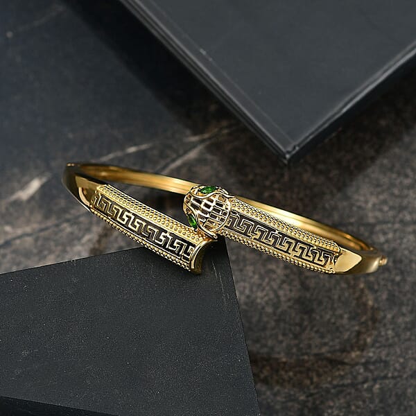 Shop Lc D'Joy Chrome Diopside 0.25 Ctw Bangle Bracelet In 18K Vermeil Yellow Gold Over Sterling Silver (6.50 In)