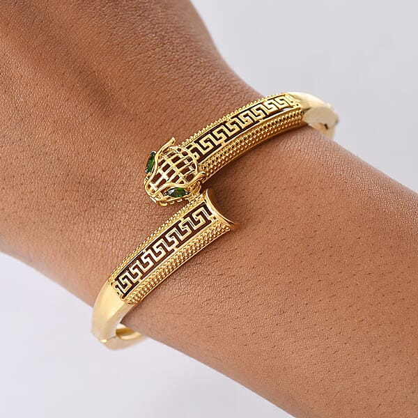 Shop Lc D'Joy Chrome Diopside 0.25 Ctw Bangle Bracelet In 18K Vermeil Yellow Gold Over Sterling Silver (6.50 In)