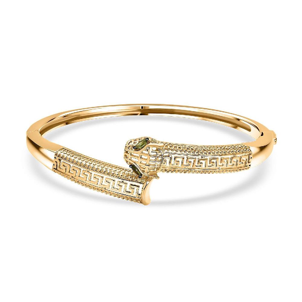 shop lc D'Joy Chrome Diopside 0.25 ctw Bangle Bracelet in 18K Vermeil Yellow Gold Over Sterling Silver (6.50 In)