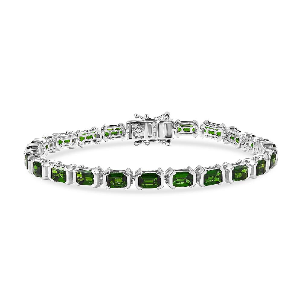 shop lc D'Joy Chrome Diopside Bracelet in Rhodium Over Sterling Silver 13.25 ctw (7.25 Inches) (Del. in 5-7 Days)