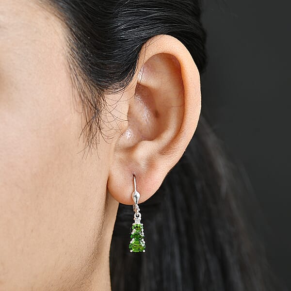 Shop Lc D'Joy Chrome Diopside Diamond Earrings In Rhodium Over Sterling Silver 1.80 Ctw