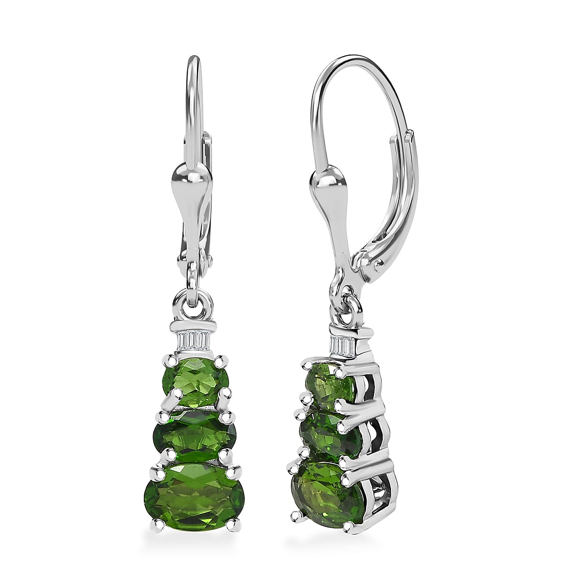 shop lc D'Joy Chrome Diopside Diamond Earrings in Rhodium Over Sterling Silver 1.80 ctw