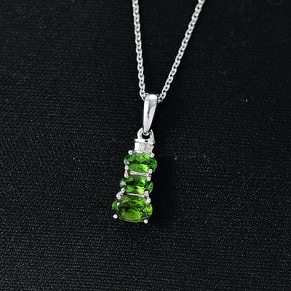 Shop Lc D'Joy Chrome Diopside Diamond Oval Harmony Pendant Necklace In Rhodium Over Sterling Silver 1.00 Ctw (20 Inches)