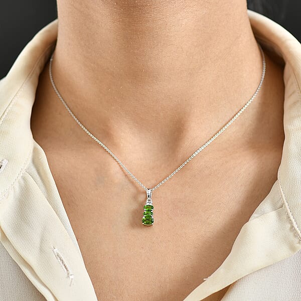 Shop Lc D'Joy Chrome Diopside Diamond Oval Harmony Pendant Necklace In Rhodium Over Sterling Silver 1.00 Ctw (20 Inches)
