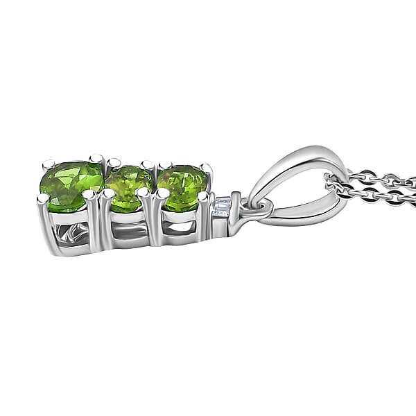 Shop Lc D'Joy Chrome Diopside Diamond Oval Harmony Pendant Necklace In Rhodium Over Sterling Silver 1.00 Ctw (20 Inches)