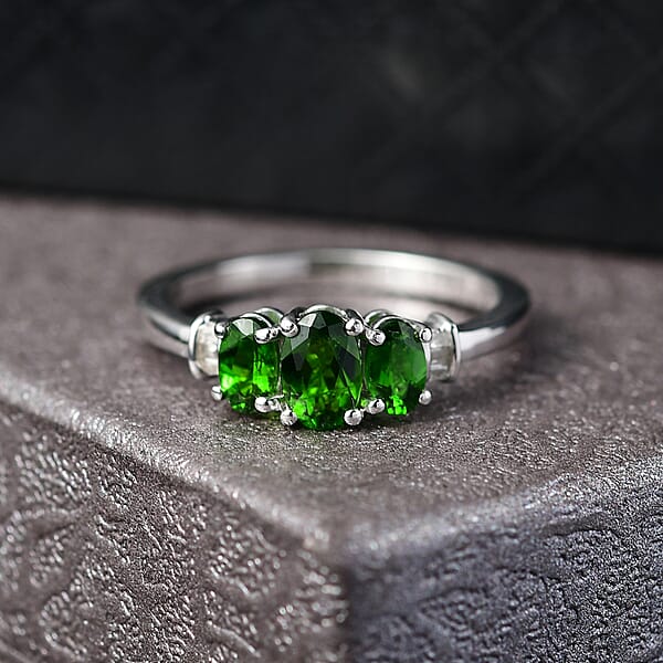 Shop Lc D'Joy Chrome Diopside Diamond Ring In Rhodium Over Sterling Silver 1.00 Ctw