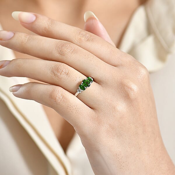 Shop Lc D'Joy Chrome Diopside Diamond Ring In Rhodium Over Sterling Silver 1.00 Ctw