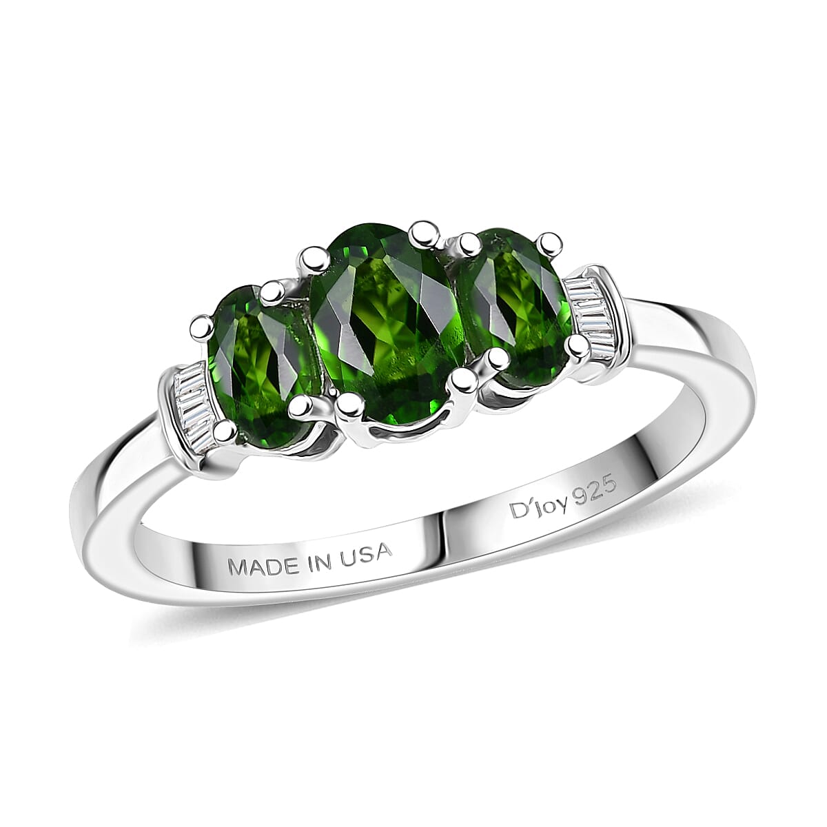shop lc D'Joy Chrome Diopside Diamond Ring in Rhodium Over Sterling Silver 1.00 ctw