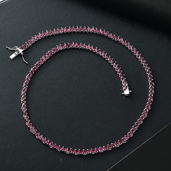 Shop Lc D'Joy D'Joy Orissa Rhodolite Garnet 25.40 Ctw Vine Necklace In Rhodium Over Sterling Silver 18 Inches
