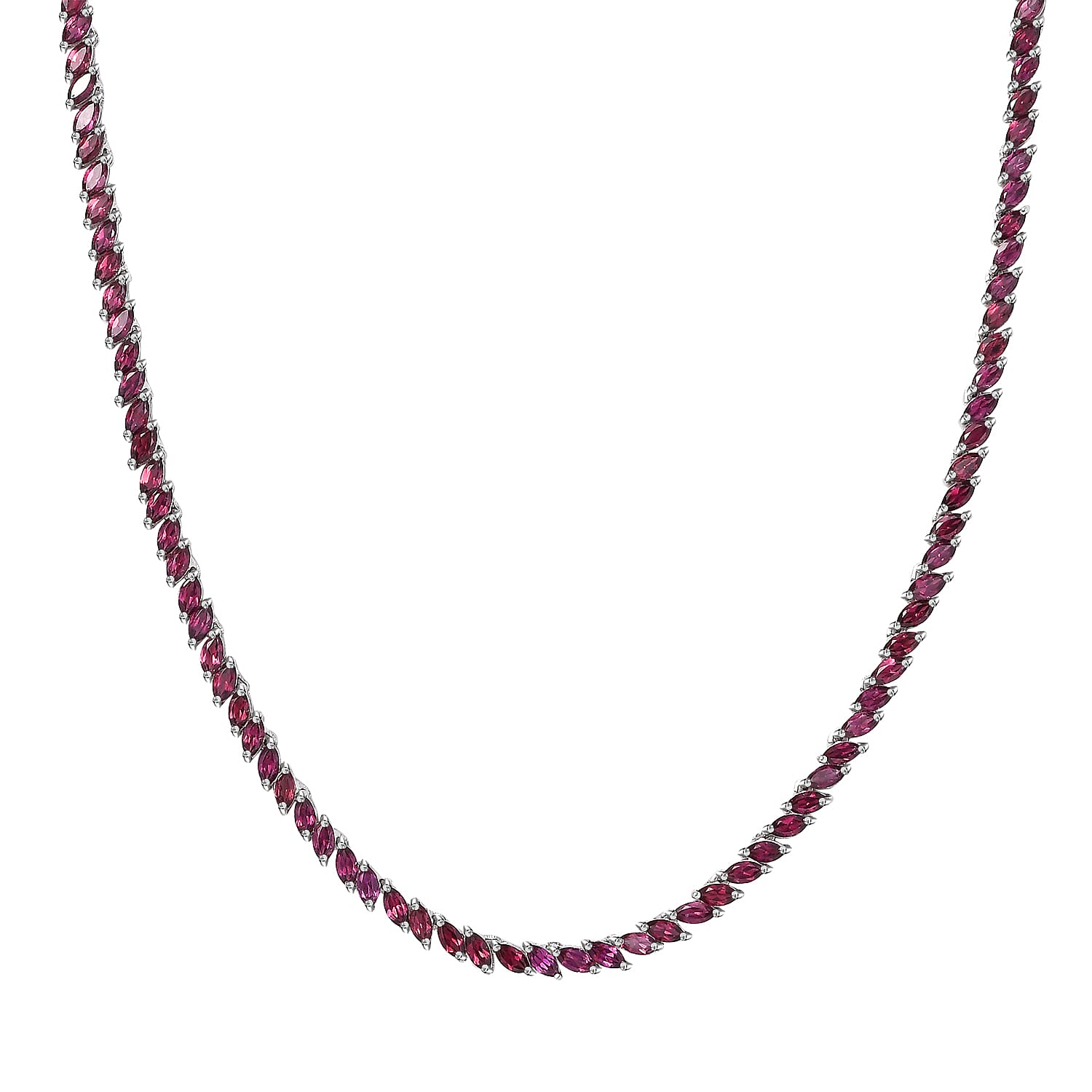 shop lc D'Joy D'Joy Orissa Rhodolite Garnet 25.40 ctw Vine Necklace in Rhodium Over Sterling Silver 18 Inches