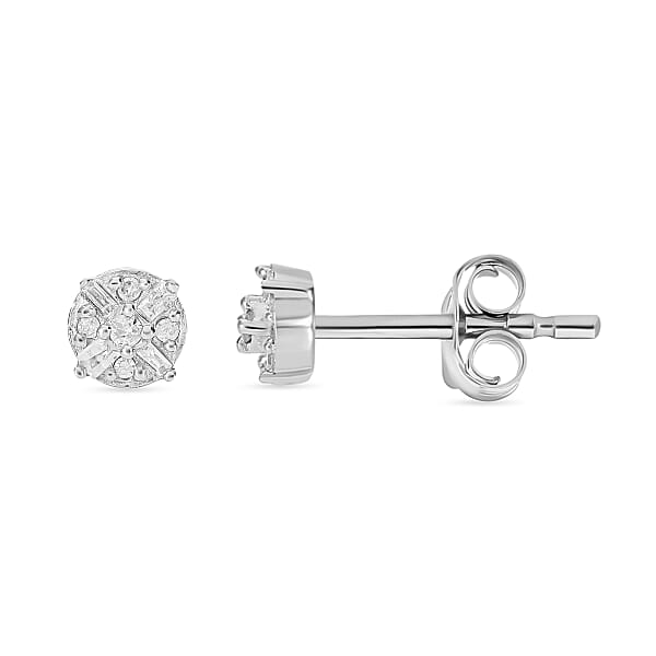 Shop Lc D'Joy Diamond 0.15 Ctw Stud Earrings In Platinum Over Sterling Silver