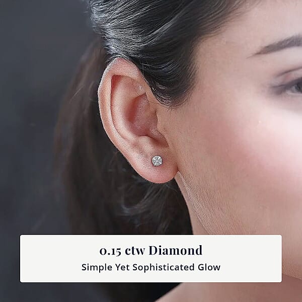 Shop Lc D'Joy Diamond 0.15 Ctw Stud Earrings In Platinum Over Sterling Silver