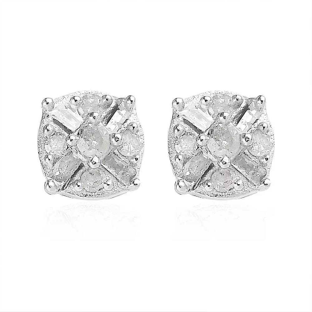 shop lc D'Joy Diamond 0.15 ctw Stud Earrings in Platinum Over Sterling Silver