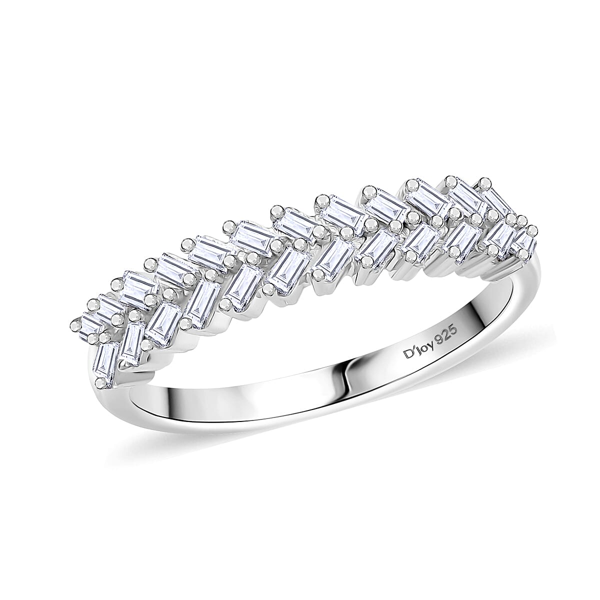 shop lc D'Joy Diamond 0.25 ctw Art Deco Ring in Rhodium Over Sterling Silver