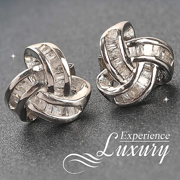 Shop Lc D'Joy Diamond 0.25 Ctw Celtic Knot Stud Earrings In Platinum Over Sterling Silver (Del. In 5-7 Days)