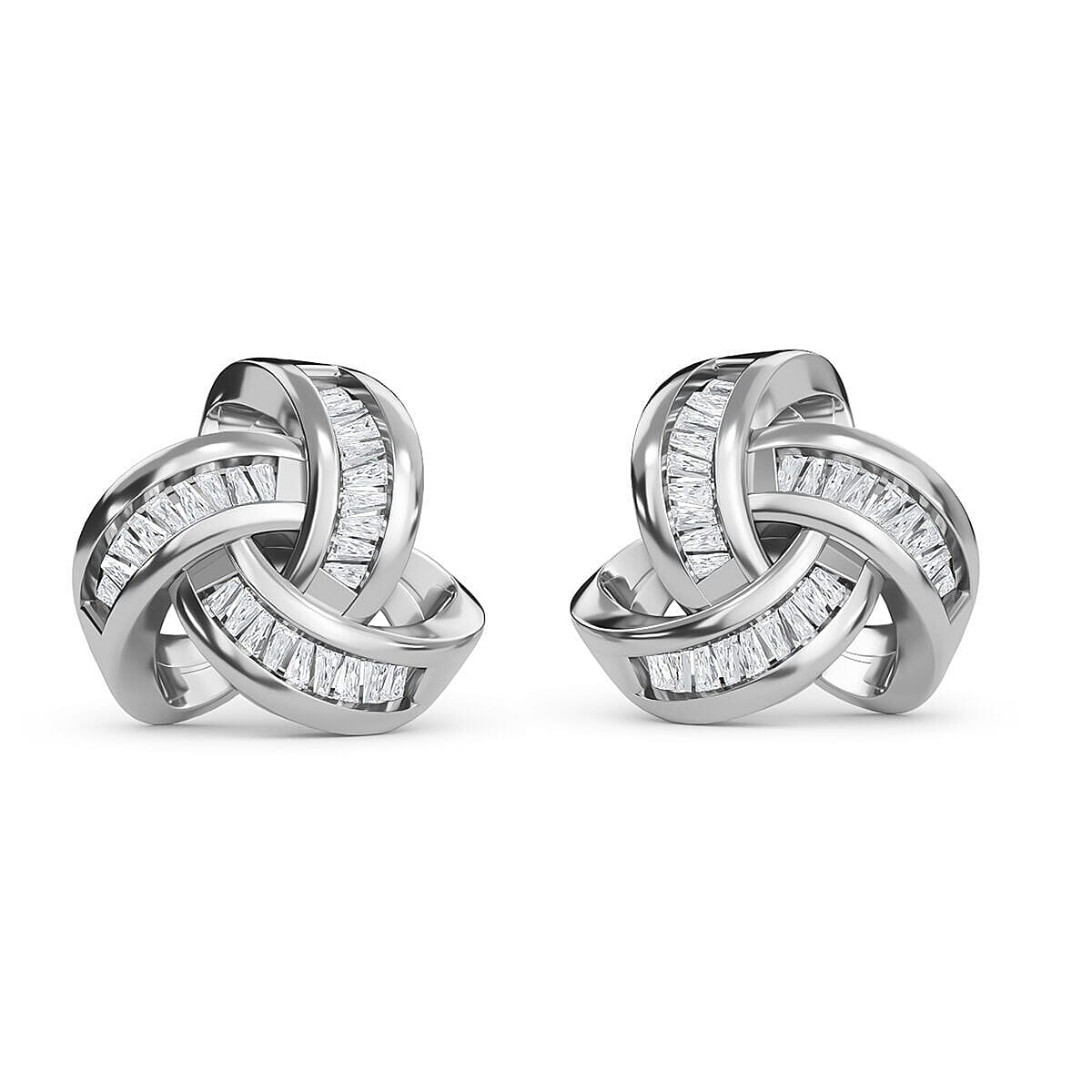 shop lc D'Joy Diamond 0.25 ctw Celtic Knot Stud Earrings in Platinum Over Sterling Silver (Del. in 5-7 Days)