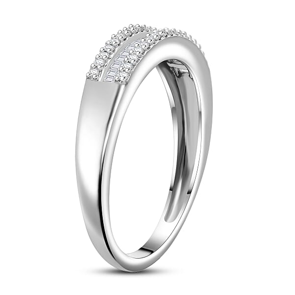 Shop Lc D'Joy Diamond 0.25 Ctw Corridor Band Ring In Rhodium Over Sterling Silver
