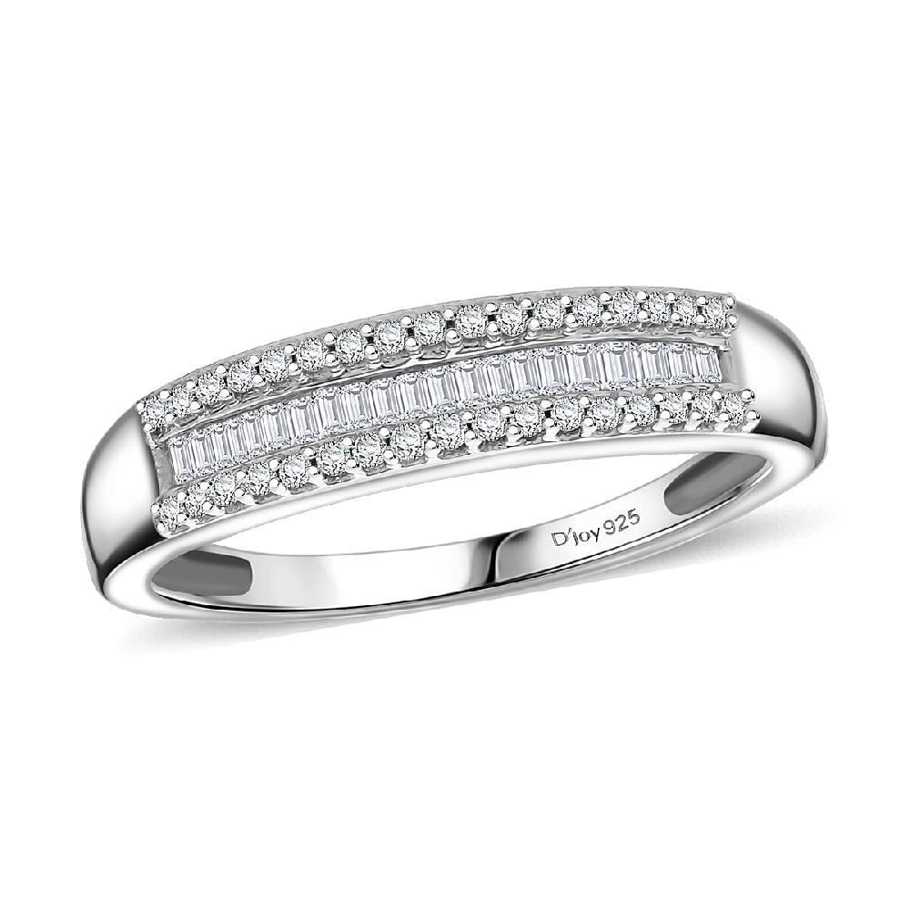 shop lc D'Joy Diamond 0.25 ctw Corridor Band Ring in Rhodium Over Sterling Silver