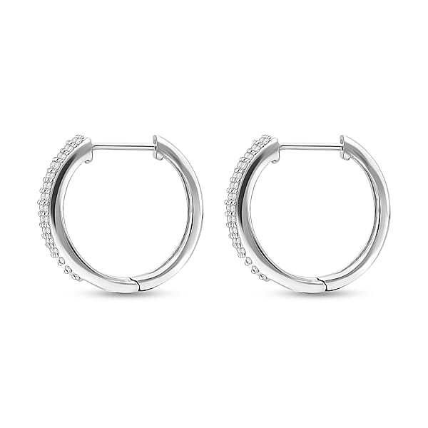 Shop Lc D'Joy Diamond 0.50 Ctw Corridor Hoop Earrings In Rhodium Over Sterling Silver